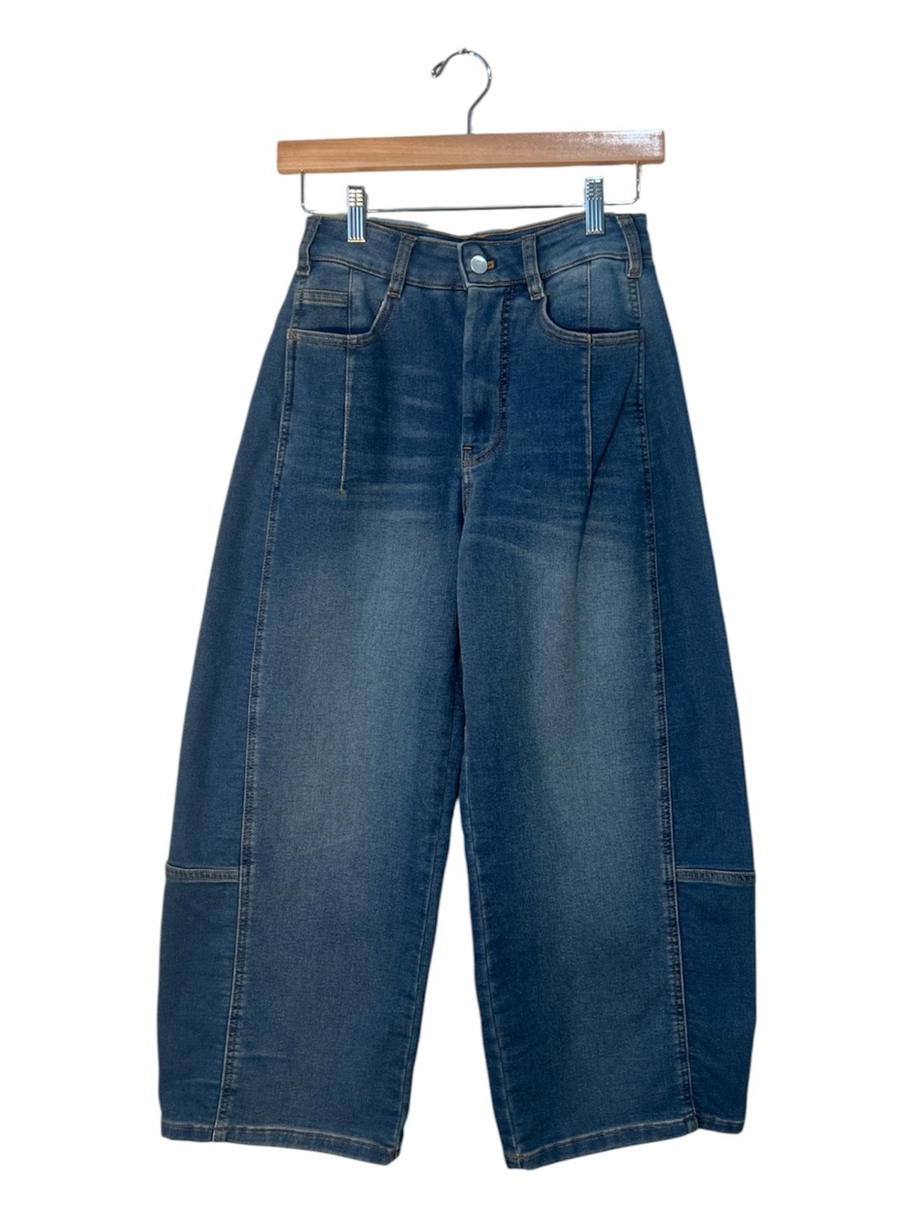 Pilcro Anthropologie Barrel Jeans Size 24 Wide Leg Cropped Blue Denim